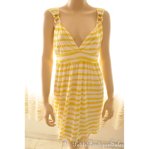 BCBGMAXAZRIA Sundress beach cover up yellow stripe - Picture 1 of 2
